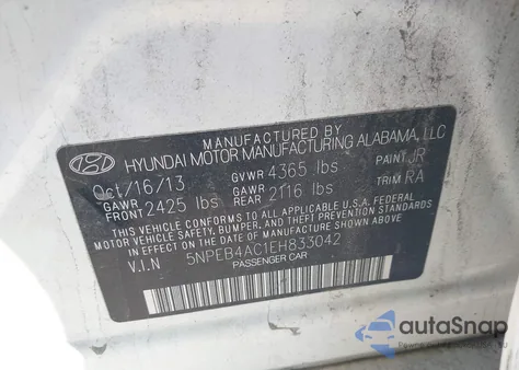 2014 Hyundai Sonata Gls from USA, damaged, VIN 5NPEB4AC1EH833042